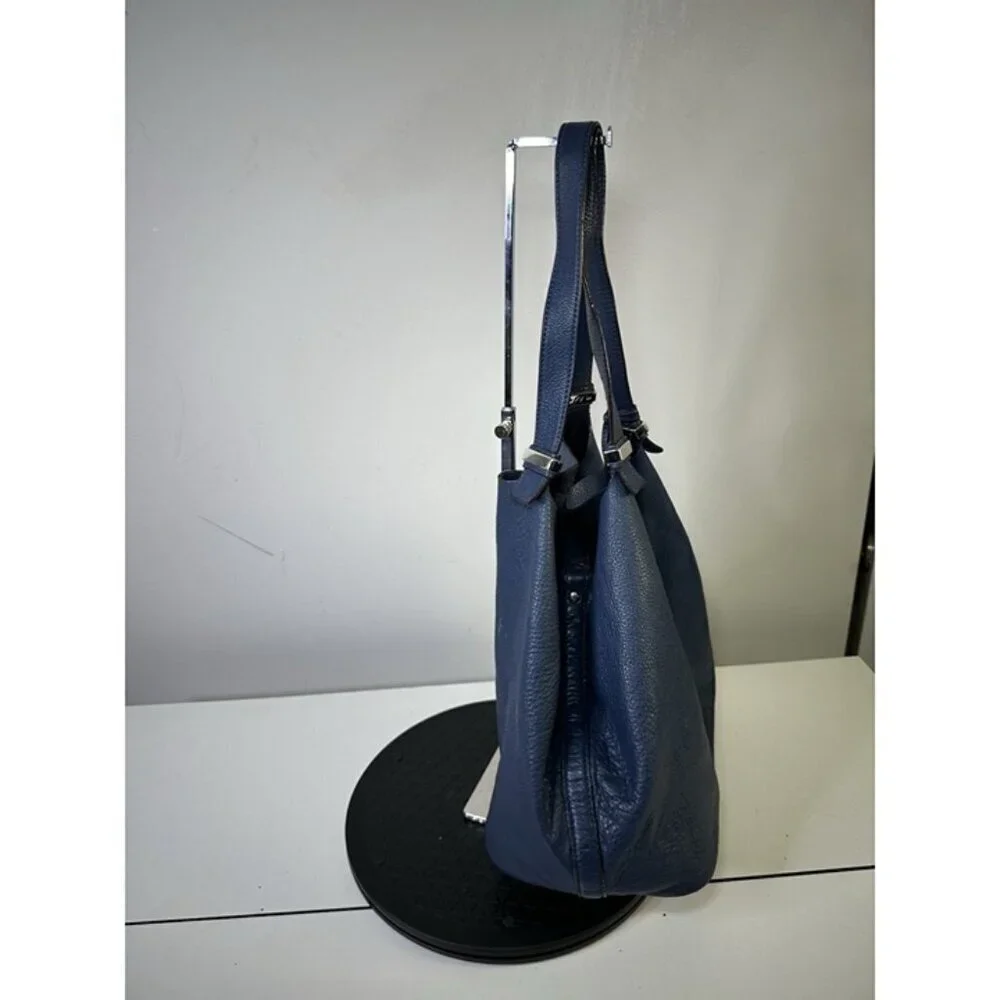 MICHAEL KORS Navy Blue Tote Bag Leather Plain Bag